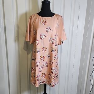 CeCe by Cynthia Steffe Isn't She Lovely Peach Floral Mini Shift Dress Size 6